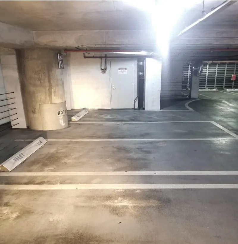Parking garage deck after pressure cleaning