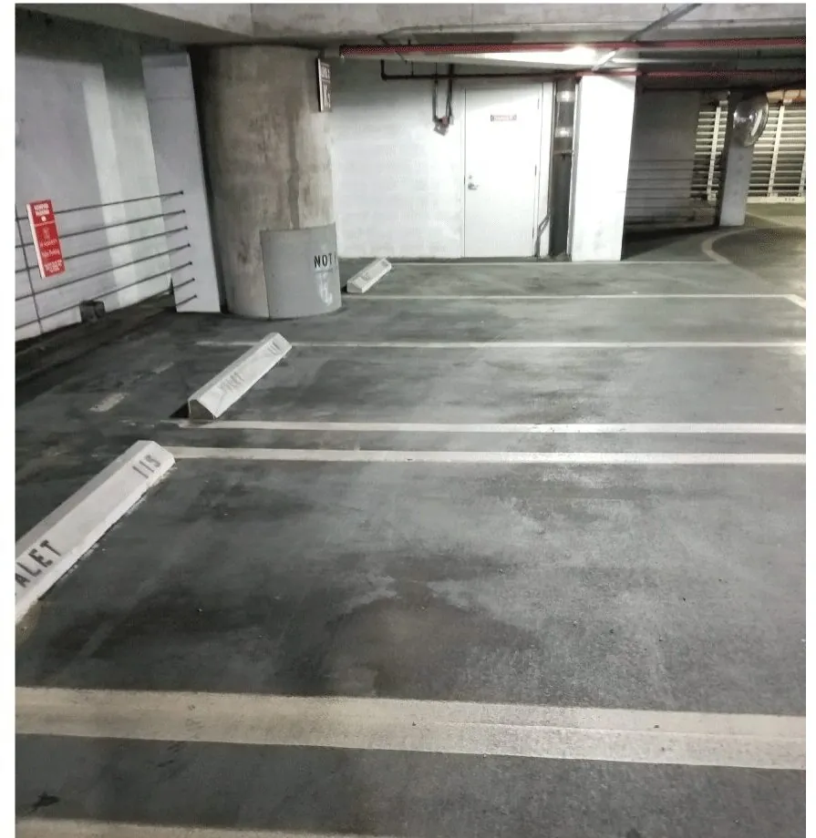 Parking garage deck after sweeping