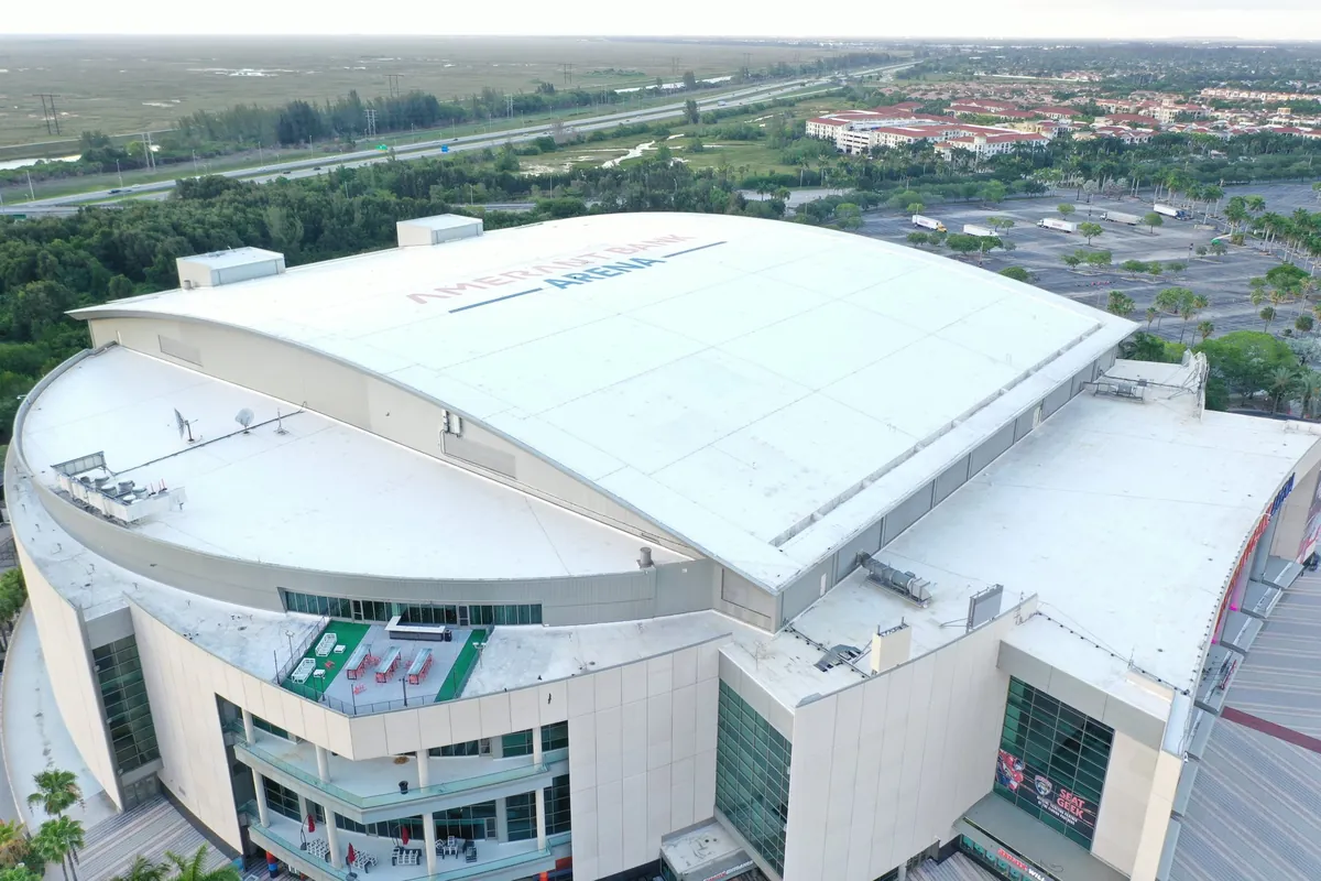 Arena roof after cleaning